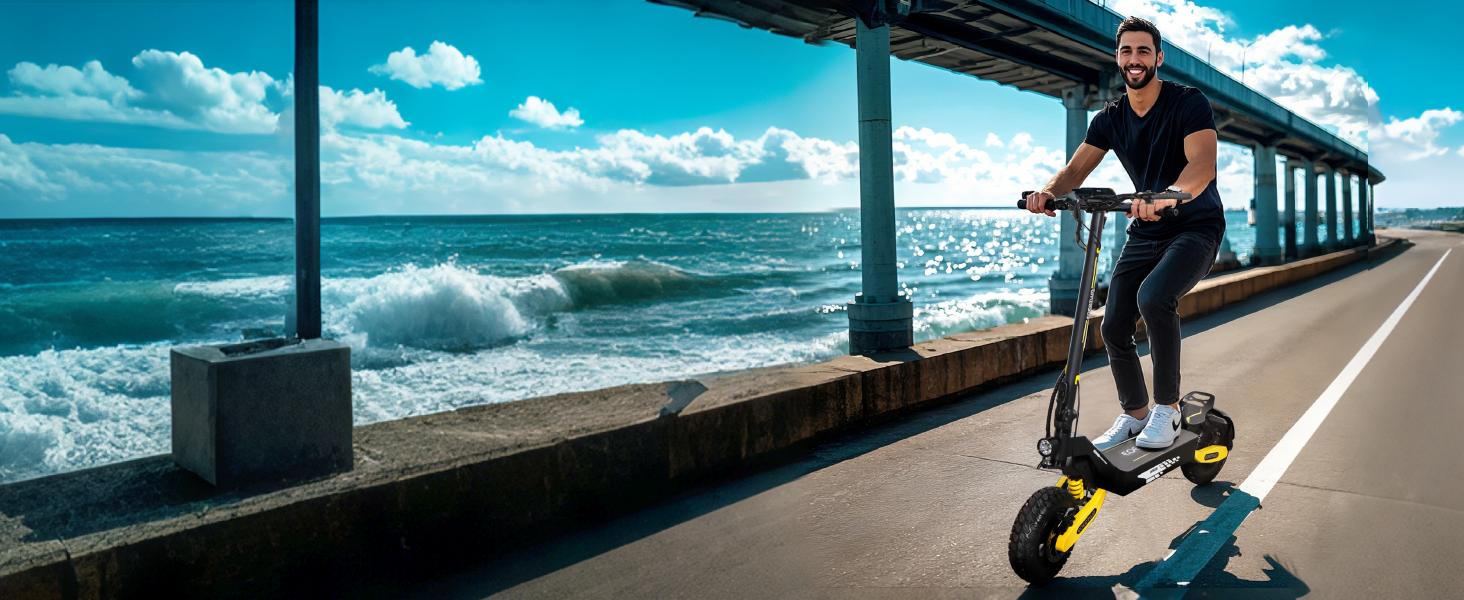 EOEOTWO GT06 Electric scooter, 48V 13AH/23.4AH, range of 40 miles, 1200W motor, foldable electric skateboard, 28MPH, LED display screen, front and rear dual shock absorbers, electric skateboard