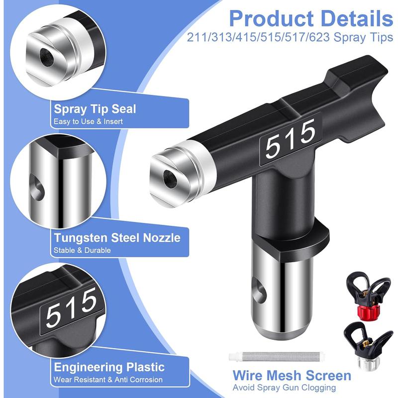 22Pcs Airless Paint Sprayer Gun Kit, 3600PSI Airless Spray Gun with 50Ft High Pressure Hose & 6Pcs Reversible Spray Tips & 4Pcs Extension Rod & 6Pcs Filters & Guide Tool & Nozzle Seat