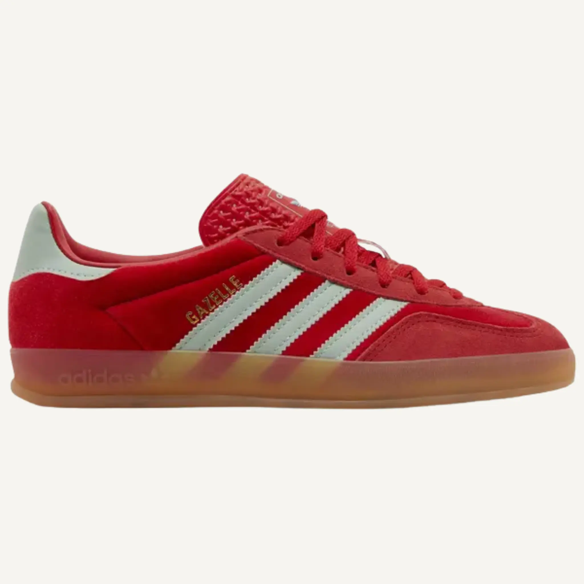 Adidas Originals Women's Classic Red 3-Stripes Casual Sports Gazelle Indoor Sneakers, Style IG6786 (No Box)