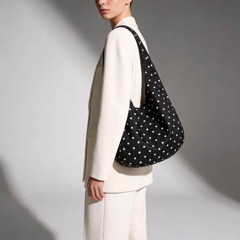 Slouchy Shoulder Bag Polka Dot Hobo Tote Bag for Women Y2K Knot 90s Lightweight Retro Handbag Purse Daily Travel Shopping