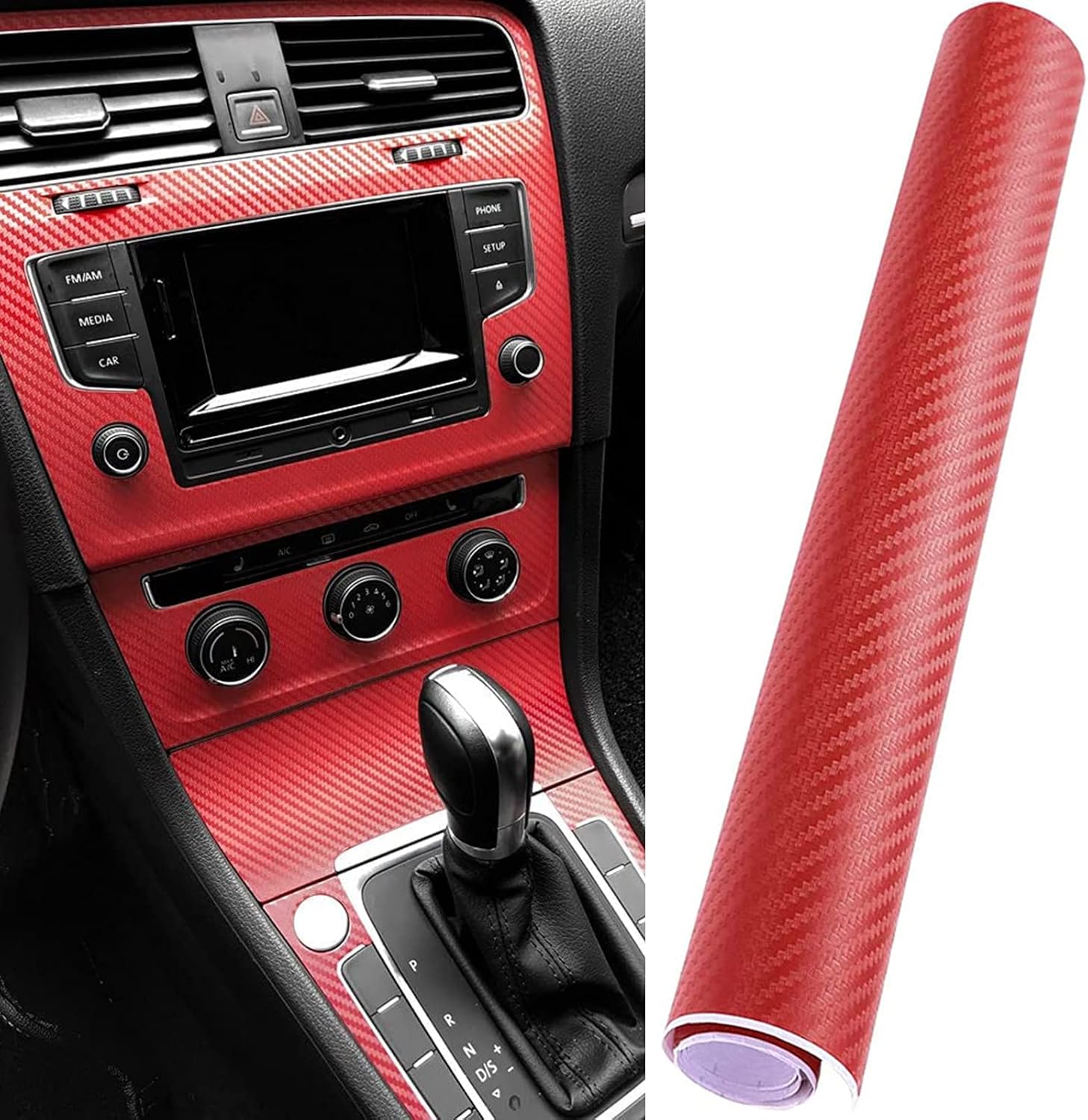 FONESO 7D Matte Carbon Fiber Vinyl Wrap Film, 60x8in Self-Adhesive Sticker with Installation Tool Kit, Bubble-Free Cars Accessories, Car Detailing Products, Universal Protector Decals for Vehicles, Truck