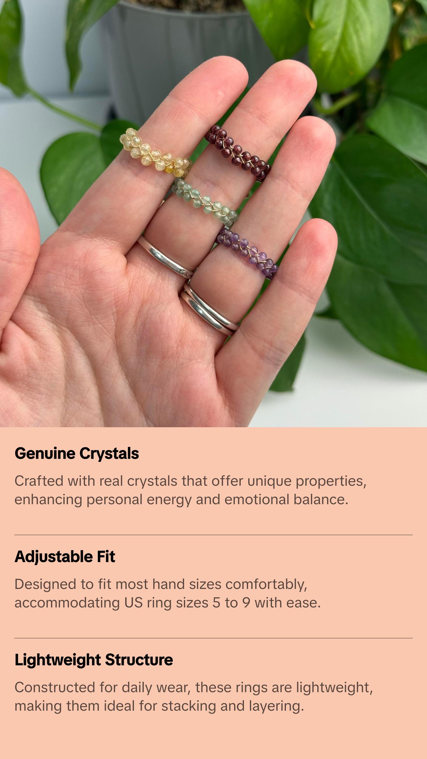 Adjustable Crystal Beaded Ring