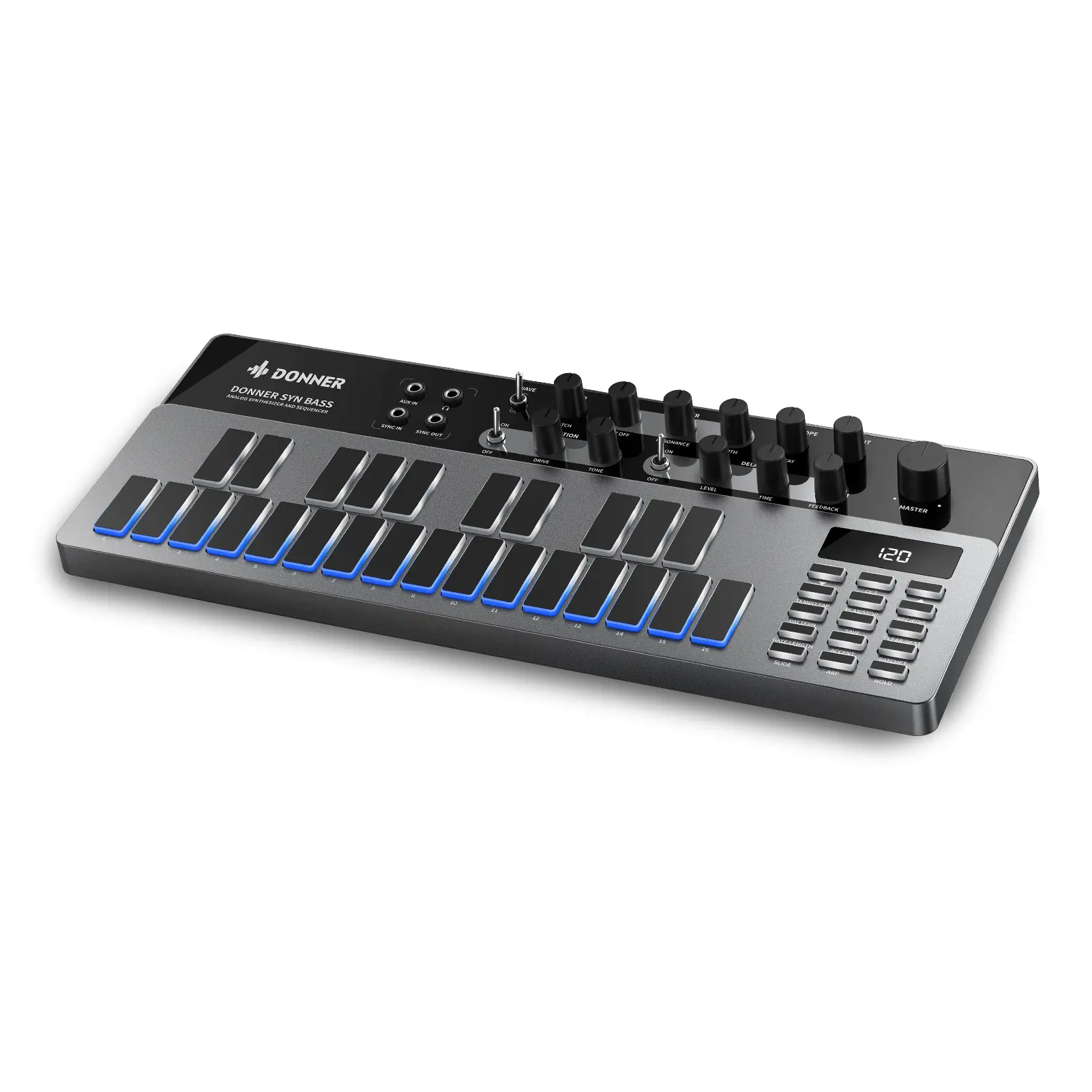 Donner Essential B1 Analog Bass Synthesizer & Sequencer Mixer - B1 Controller, VCF Effects, Intuitive Interface, Bass Focus, 2022 Red Dot Design Award, Acid Synthesizer Sounds - Audio Production Gear for Electronic Music Creators, Mixers