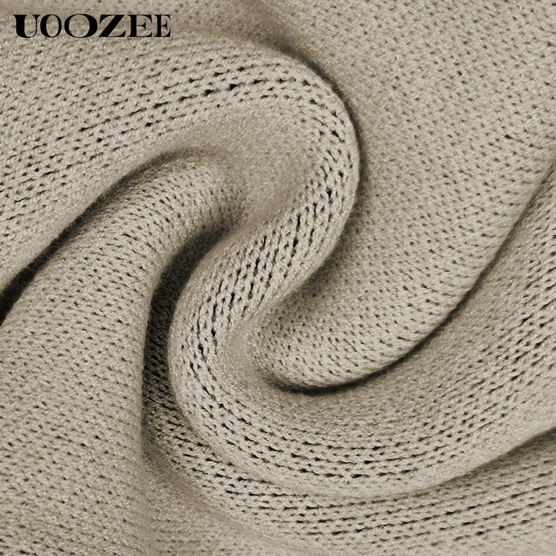 UOOZEE Loose Striped Round-Neck Pullovers Sweater Tops & Loose Wide Leg Striped Casual Pants Set Viscose Nylon Knitting Women's Clothing Suits Long Sleeve(The bottom is a bit small. It is recommended to choose one size larger)