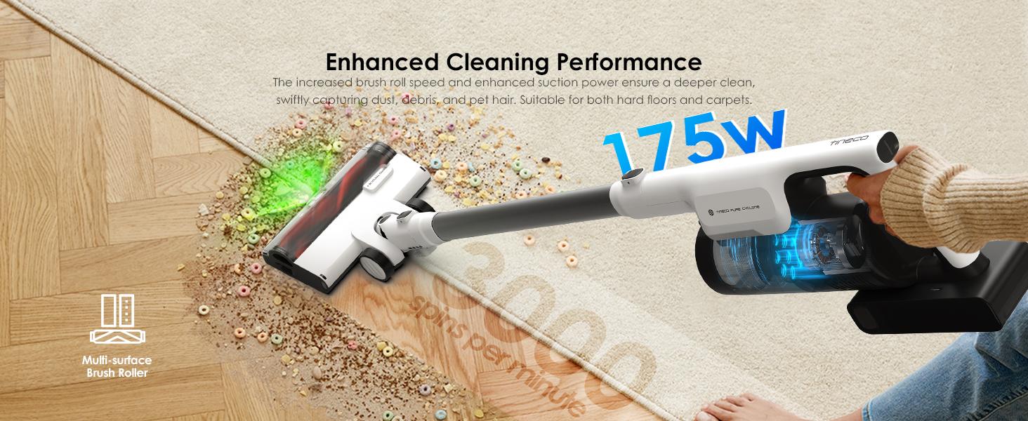 Tineco PURE ONE Station 5 Cordless Smart Vacuum with 2.5L Auto Dust Base Full-Path Self-Cleaning 175W Suction ZeroTangle Tech iLoop Smart Sensor for Hard Floor & Carpet