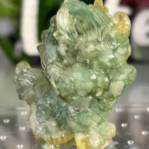 Resin Green Aventurine Encapsulated Dragon Guardian Hand Carved Crystal Dragon for Luck Growth & Heart Healing