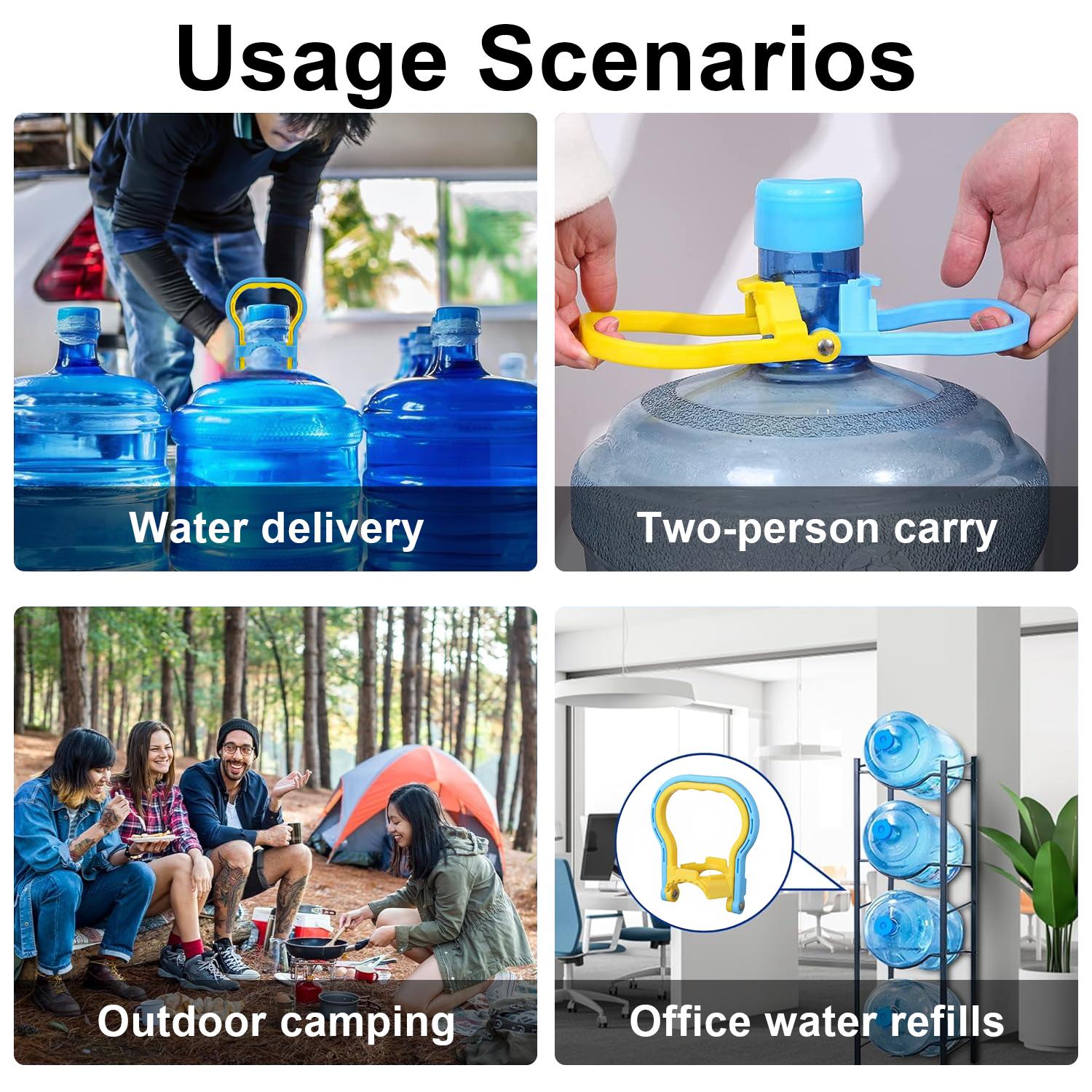 2 Pack 5 Gallon Water Bottle Holder, Ergonomic Grip Handle Carrier Non-Slip Holder Lifter Heavy Duty Clip, Energy Saving Water Jug Handle Drinking Water Bottles Handles