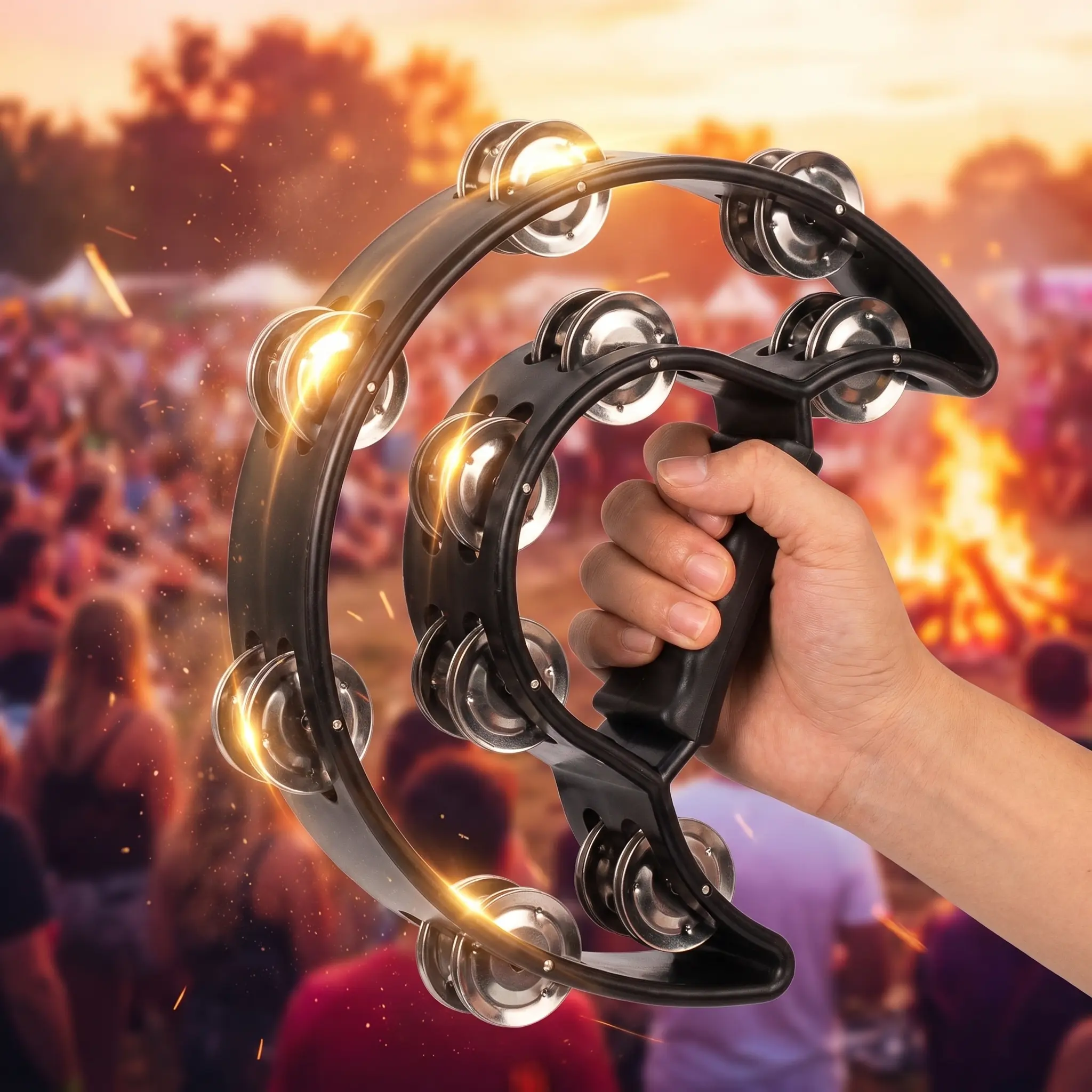 Double Row Tambourine Hand Drum – Durable Metal Jingles for School, Church, Concert & Party Fun