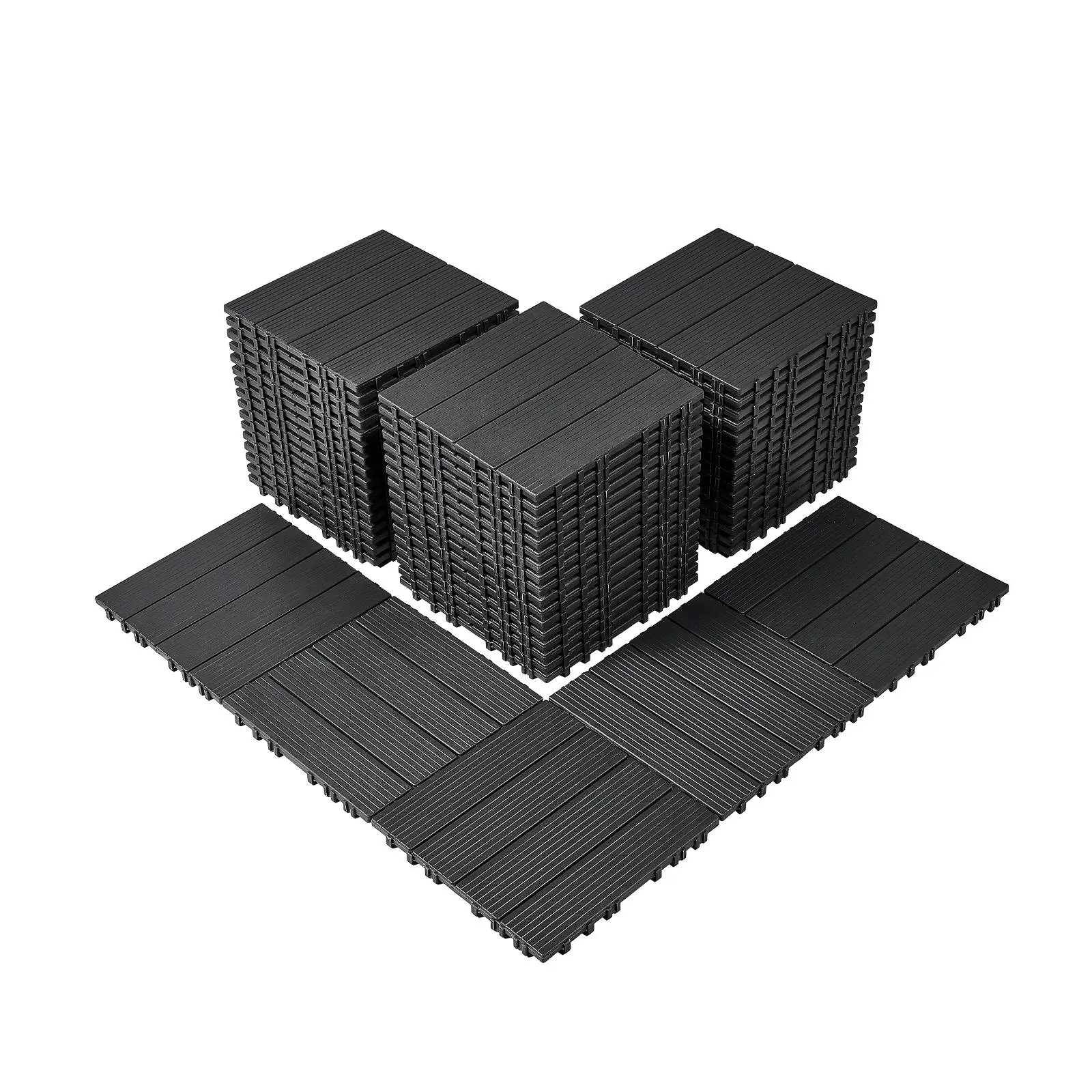 【SummerFinds】VEVOR Interlocking Deck Tiles, 54 Pack,12"x12" 54 sq. ft Plastic Waterproof Outdoor Flooring All Weather Use, Patio Floor Decking Covering Tiles for Porch Poolside Balcony Backyard, Dark Grey