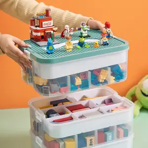 UFORU 3-Layer Stackable Kids' Building Block Storage Box, Transparent Plastic Box with Lid and Adjustable Dividers.Made of Clear Plastic for Neat Organization. Perfect Gift for Kids Toy Organization