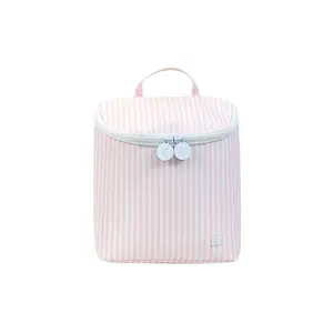 TRVL Take Away Insulated Lunch Bag - Pimlico Stripe Pink | Portable, Reusable Waterproof Kids Lunch Bag – Fits Bento Boxes, Bottles & Meals – Perfect for Daycare, Preschool & Travel