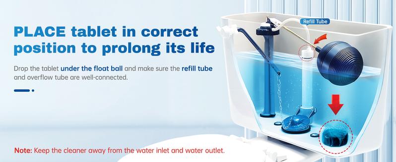 Toilet Cleaner Blocks - 4 Pack, Strong Cleaning Power, Descale & Deodorize, Automatically Clean with Every Flush, Versatile for Any Toilet, Removes Stains and Odors