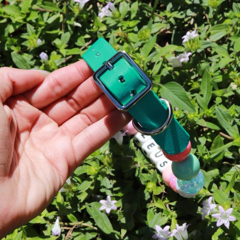 Custom Beaded Name Collar for Dogs and Cats-Easter Small,Medium and Large Pets-Adjustable Handmade in the USA-Personalized Pastel and Cute Bead Colors