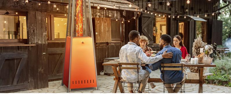 Pyramid Patio Heater, 48000 BTU Outdoor Heater with Wheels and Ignition, LED Propane Patio Heater for Home, Backyard, Garden,Deck and Patio