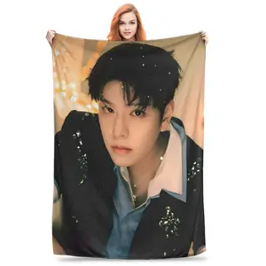 St K-Ids Kim Seungmin Flannel Throw Blanket - Soft Polyester Bedding Sofa Cover with Vibrant Digital Print, Mixed Colors, All-Season Cozy Gift for Fans, Fan Merchandise, Modern Home Decor, Durable Perfect for Sofa, Bedroom Bed, Office, Camping & Travel,