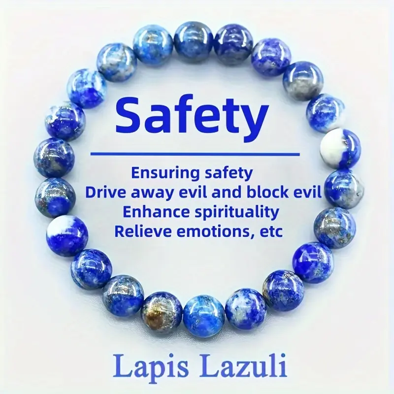 Non-Natural Crystal Lapis Lazuli Beaded Bracelet-Anklet - Elastic Band Stretch Jewelry for Adults, Stress Relief, Evil Protection, Spirituality Boost, Ideal Christmas Gift, Drive Away Evil