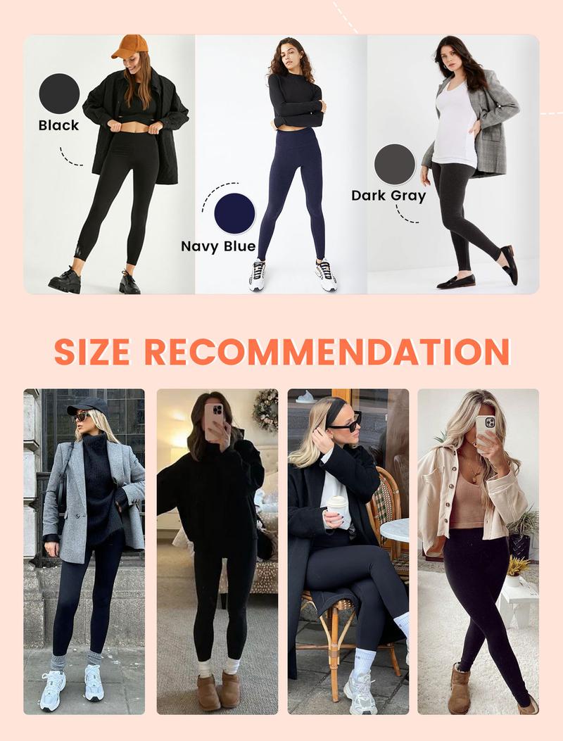 [Size up recommended] Viconow 1/3 Pack Fleece Tummy Control Leggings for Women with Pockets - High Waist Bike Pants