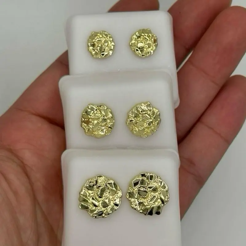 14K Gold Plated Round Nugget Earrings 14K Gold Plated Round Nugget Earrings