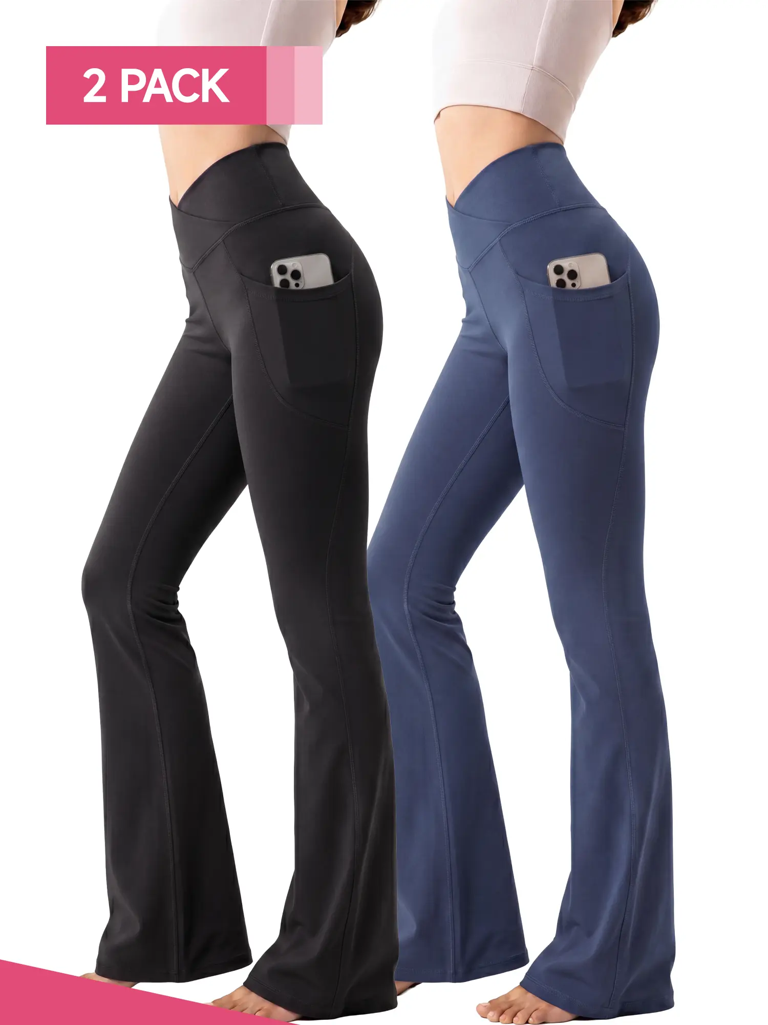 SHOWITTY Outlets Women’s High-Waisted Flare Leggings – Crossover Bootcut Yoga Pants with Pockets for Workout & Lounge #tiktokshopsummersale