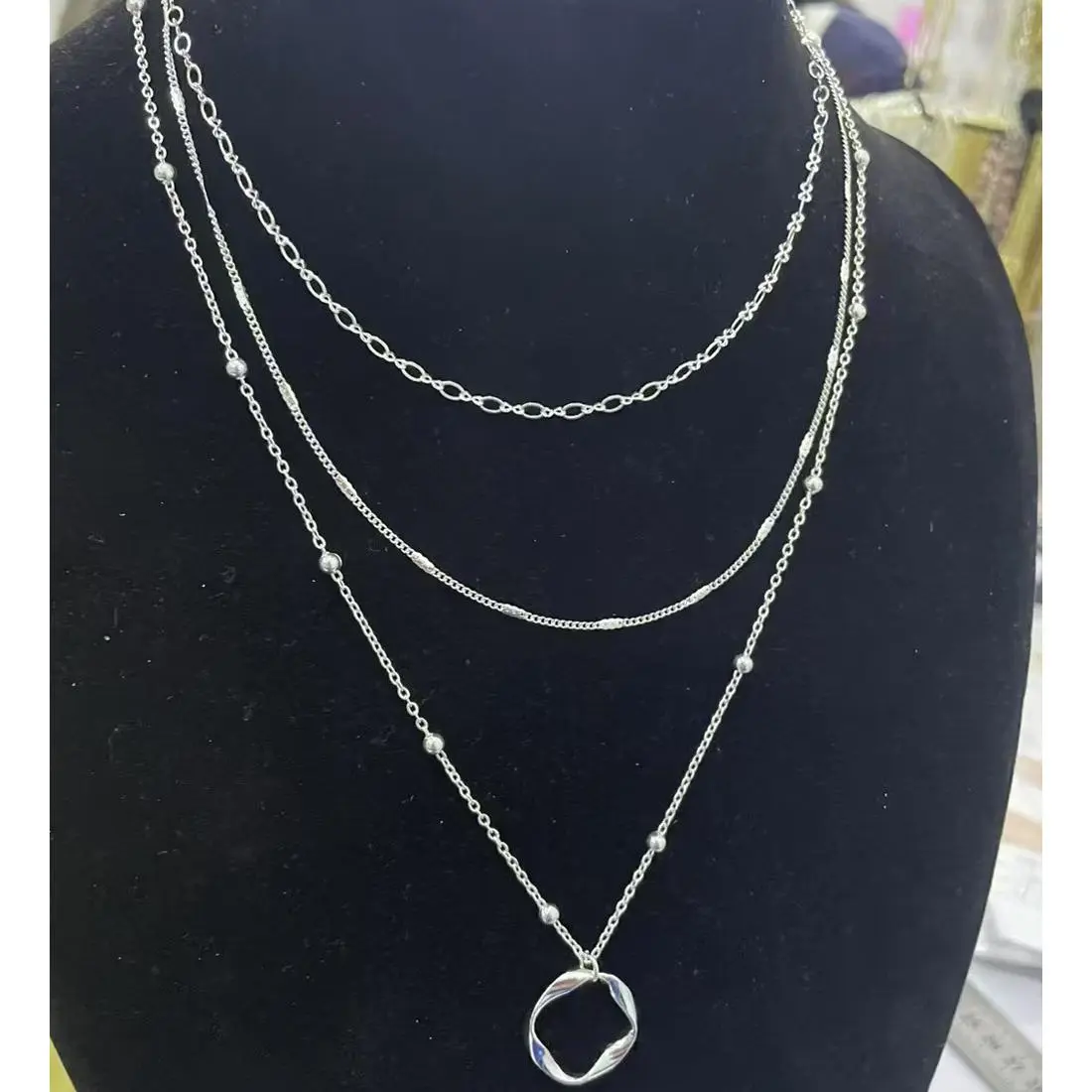 Silver Circle Elliptical Chain Flattened