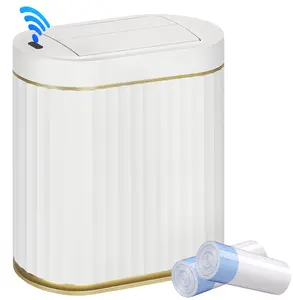 Compact Hands-Free Sensor Trash Can 2 Gallon Slim Space-Saving Design 0.3s Fast Open Smart Sensor Multi-Scene for Kitchen RV Tiny Bedroom Touchless Infrared Sensing Butterfly Lid Sealed IPX5 Waterproof Non-Slip Free Trash Bags Fixing Ring
