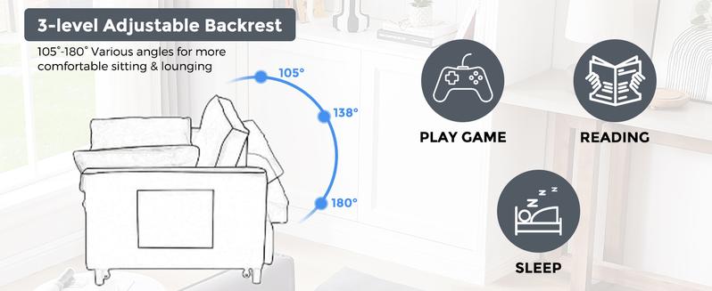 55” 3-in-1 Velvet Convertible Sofa Bed – Modern Double Sofa, Lounge Chair & Sleeper Bed with Adjustable Backrest | Includes Pillows & Storage Bag | Small Space, Apartment & Living Room Furniture | Velvet Futon, Multi-Functional – Easy 20 Min Assembly