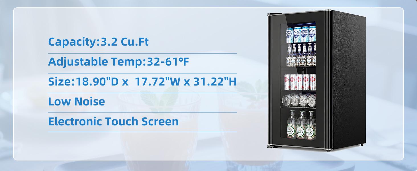 Antarctic Star Beverage Refrigerator - Mini Fridge for Soda Beer or Wine,Small Drink Dispenser, For Office or Bar with Adjustable Removable Shelves,Convertible Door