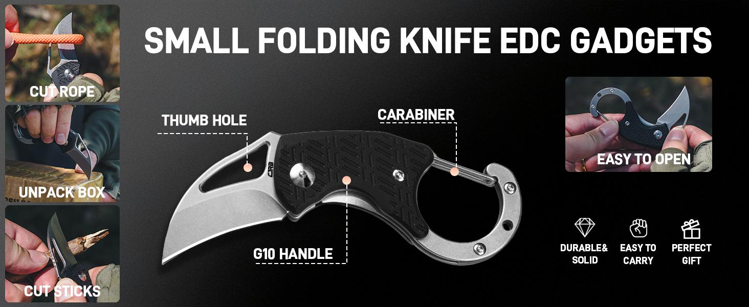 CJRB Anansi Multitool Folding Utility Knife with AR-RPM9 Claw Blade G10 Handle,Small Karambit Pocket Knife, Compact Keychain Box Cutter for Hunting Military Camping Self Defense EDC