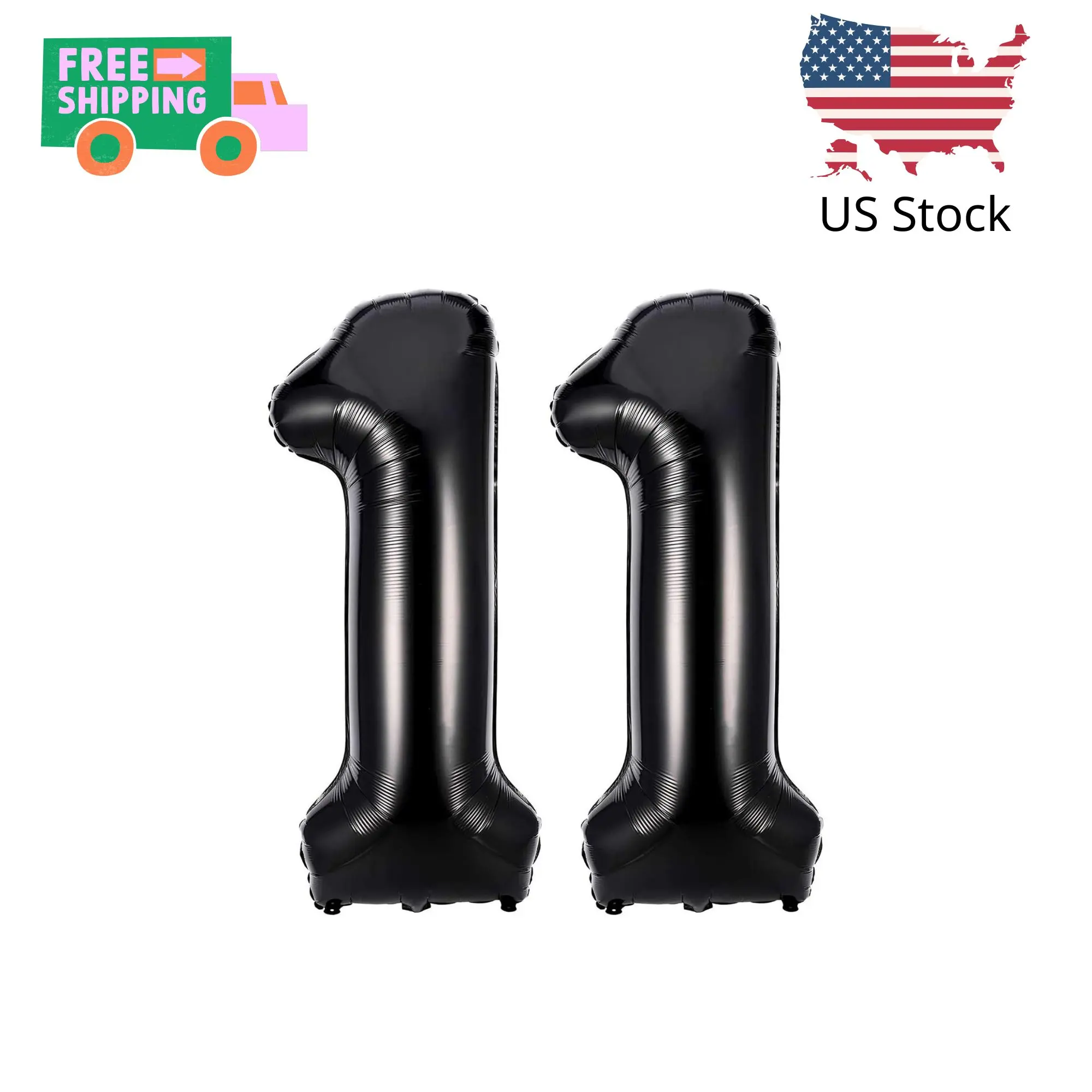 Black 11 Number Balloons, 40 Inch Giant Number 11 Balloons Foil Mylar Helium