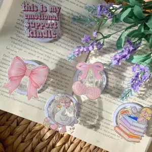 MagSafe Magnetic Phone Kindle E Reader Grip, Book Stack Pink Bow Coquette Concha Cherry Emotional Goose Pop Socket