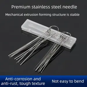 Fine-needle ultra-fine steel needle nozzle; precision piercing/cleaning tip for extremely narrow openings; steel wire gas stove burner head cleaning