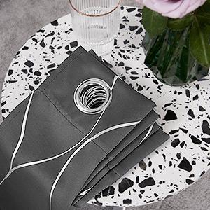 Deconovo Silver Wave Foil Print Blackout Curtains, Grommet Light Blocking Room Darkening Drapes, Thermal Window Curtains for Bedroom Living Room