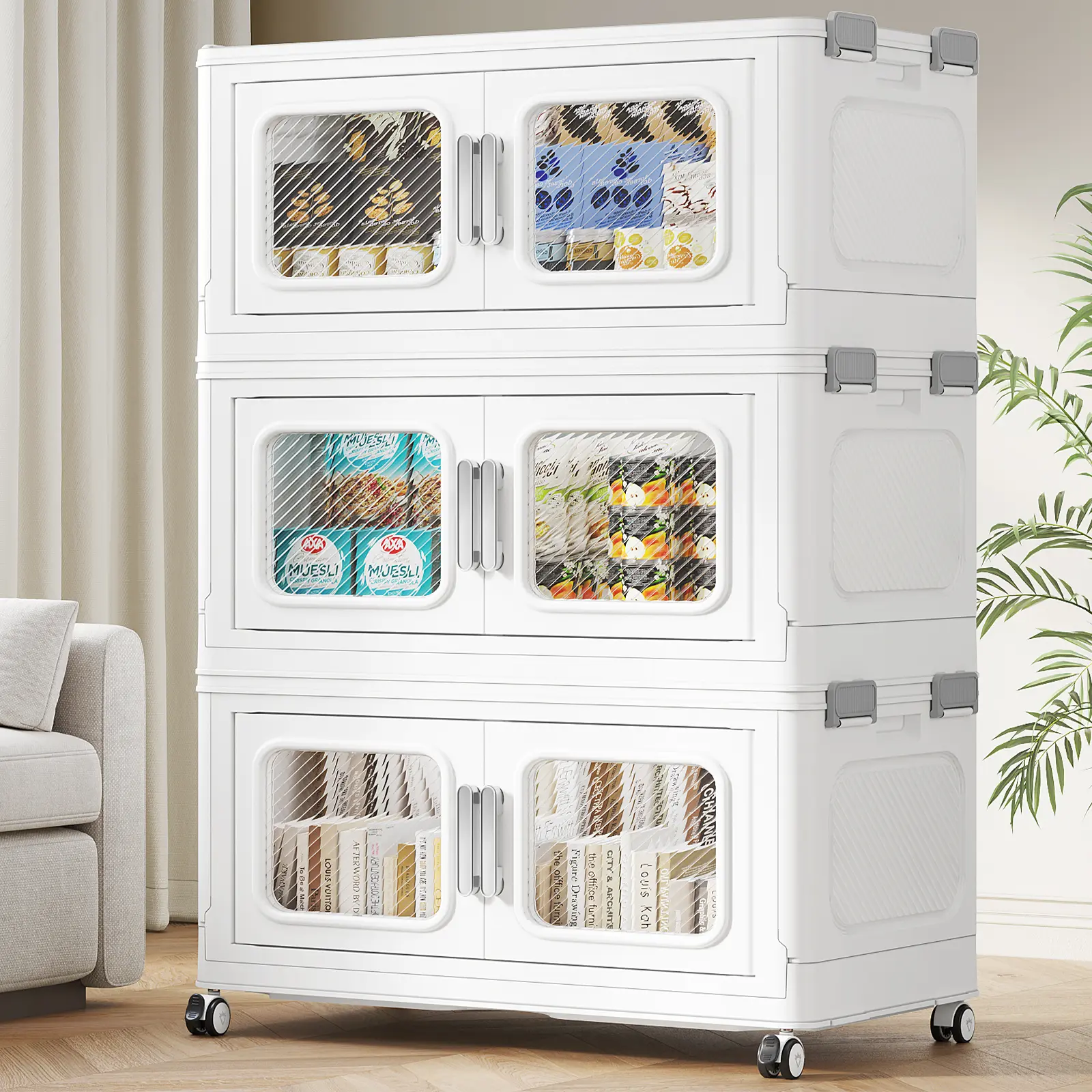 Broview V80 Stackable Storage Bins with Lids - 50QT/120QT/150QT/200QT/250QT/360QT/480QT/600QT Large Plastic Storage Containers, Collapsible Closet Organizers and Storage Drawers for Home, Bedroom, Craft, Blanket, and Clothing Organization