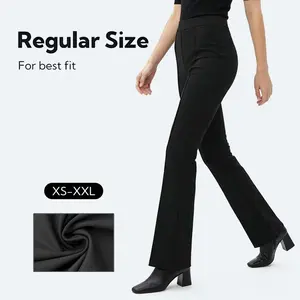 Womens Dress Pants Stretchy Work Pants Business Casual Office Trousers Pull On Flare Slacks