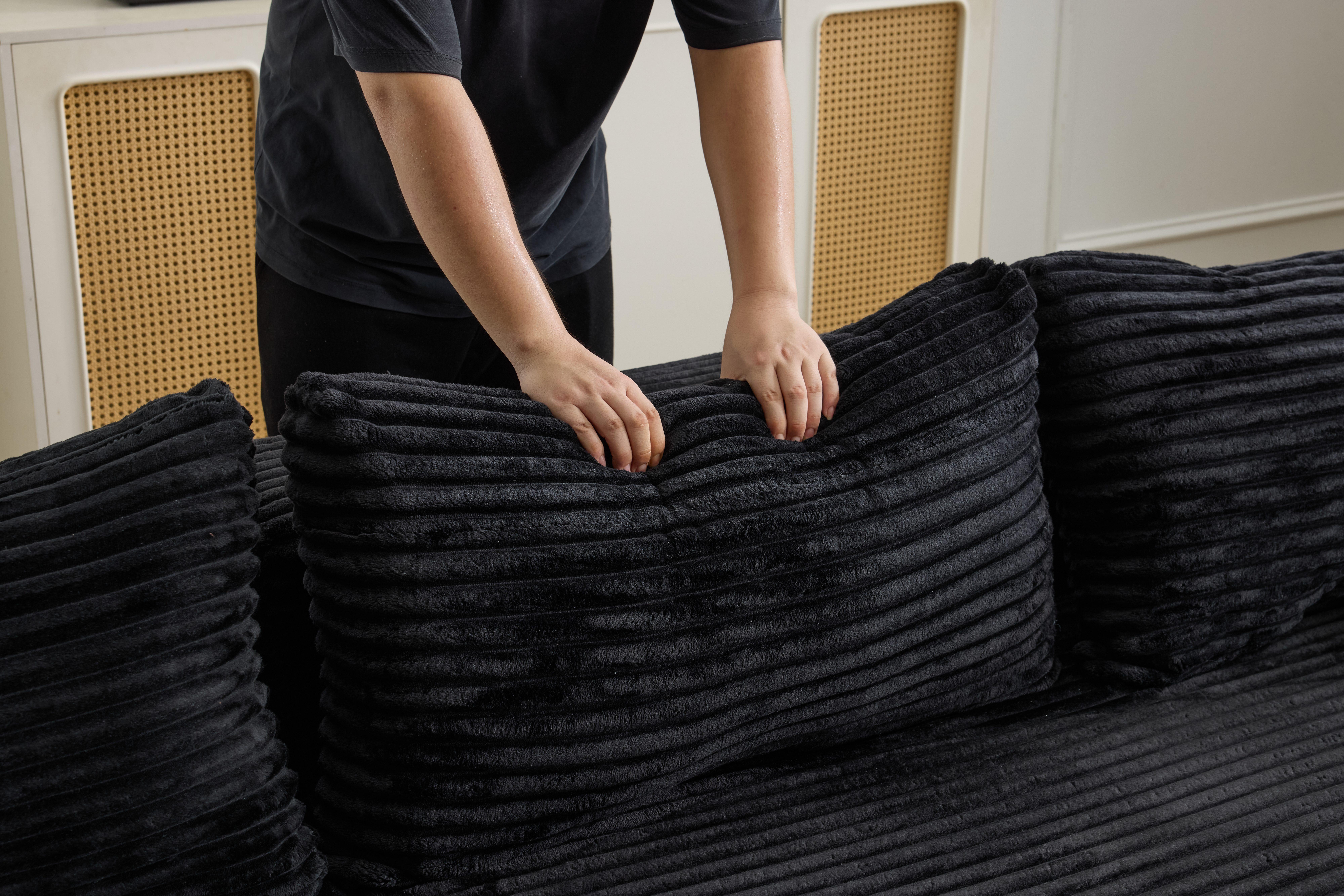 【U-shape: 3 Packages！L-shape: 2 Packages】 137.8“ Cloud Modular Sectional Sofa Couch U-Shape Chaise Corduroy Fabric No Assembly Required for Living Room Bedroom