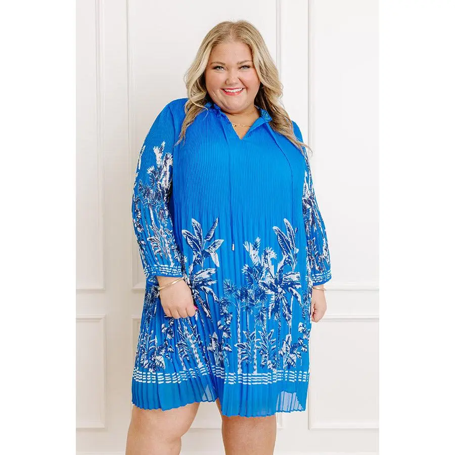 Skyline Views Pleated Mini Dress Curves