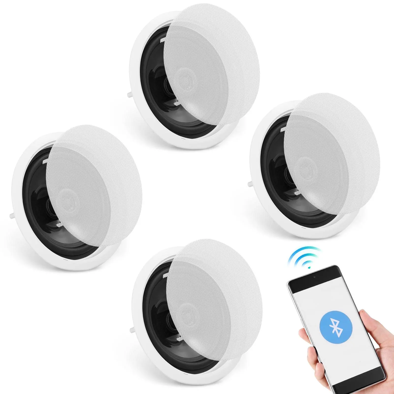 【DealsForYouDays】VEVOR 4 PCs 6.5'' Bluetooth in Ceiling Speakers, 150W, Flush Mount Ceiling & in-Wall Speaker System with 8ΩImpedance 89dB Sensitivity, for Home Kitchen Living Room Bedroom or Covered Outdoor Porches