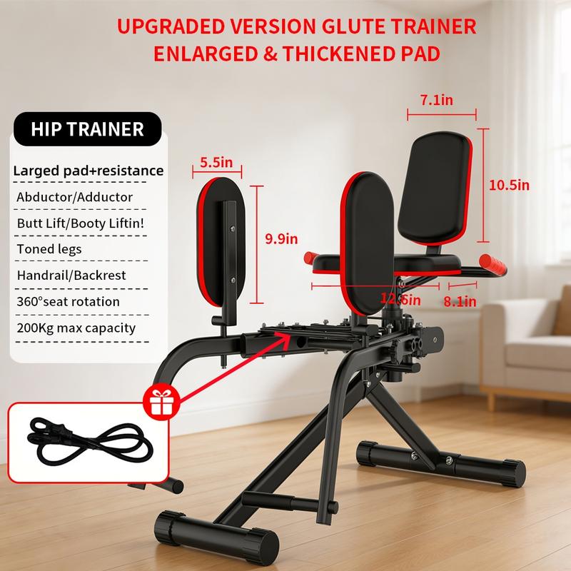 2-In-1 Glute Machine - Hip Abduction & Adduction Exercise Equipment - 3 Resistance Levels For Glute Strengthening, For Home Use, Upper Back Exerciser, Adjustable Glute Trainer, Thigh Workout Equipment For Hip Sculpting & Butt Lifting