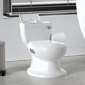 GARVEE Potty Training Toilet for Toddlers: Realistic Design with Soft Seat, Flushing Sound, Removable Pot, Storage Tank, Toilet Paper Holder, Splash Guard, and Non-Slip Base for Easy Use and Comfort.