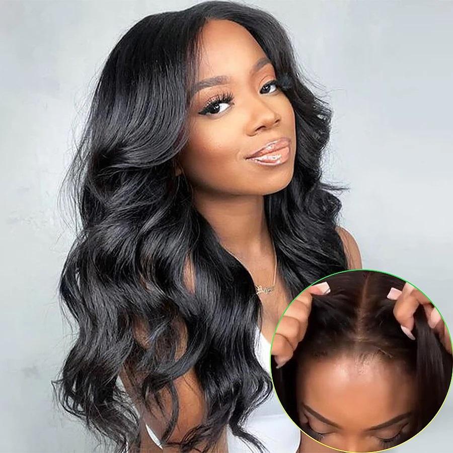 6x4 Body Wave Glueless Wig Human Hair Pre Plucked Pre Cut Glueless Lace Front Wig Ready to Wear 4x6 Body Wave Closure Wig Human Hair 180% Density Human Hair Wigs TikTokShopBlackFriday