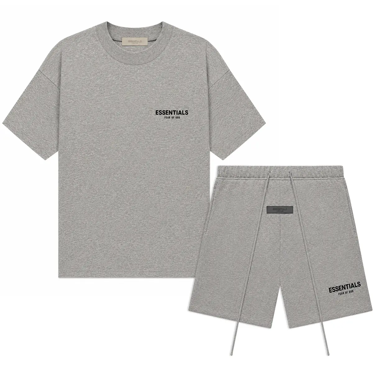 (Tee and shorts) Fear of God Essentials T-shirt & Shorts Set Dark Oatmeal OVER SIZE Casual Wear Comfortable Fit Simple Design Versatile Everyday Wear Menswear Tops Crewneck ShortSleeve Tropical