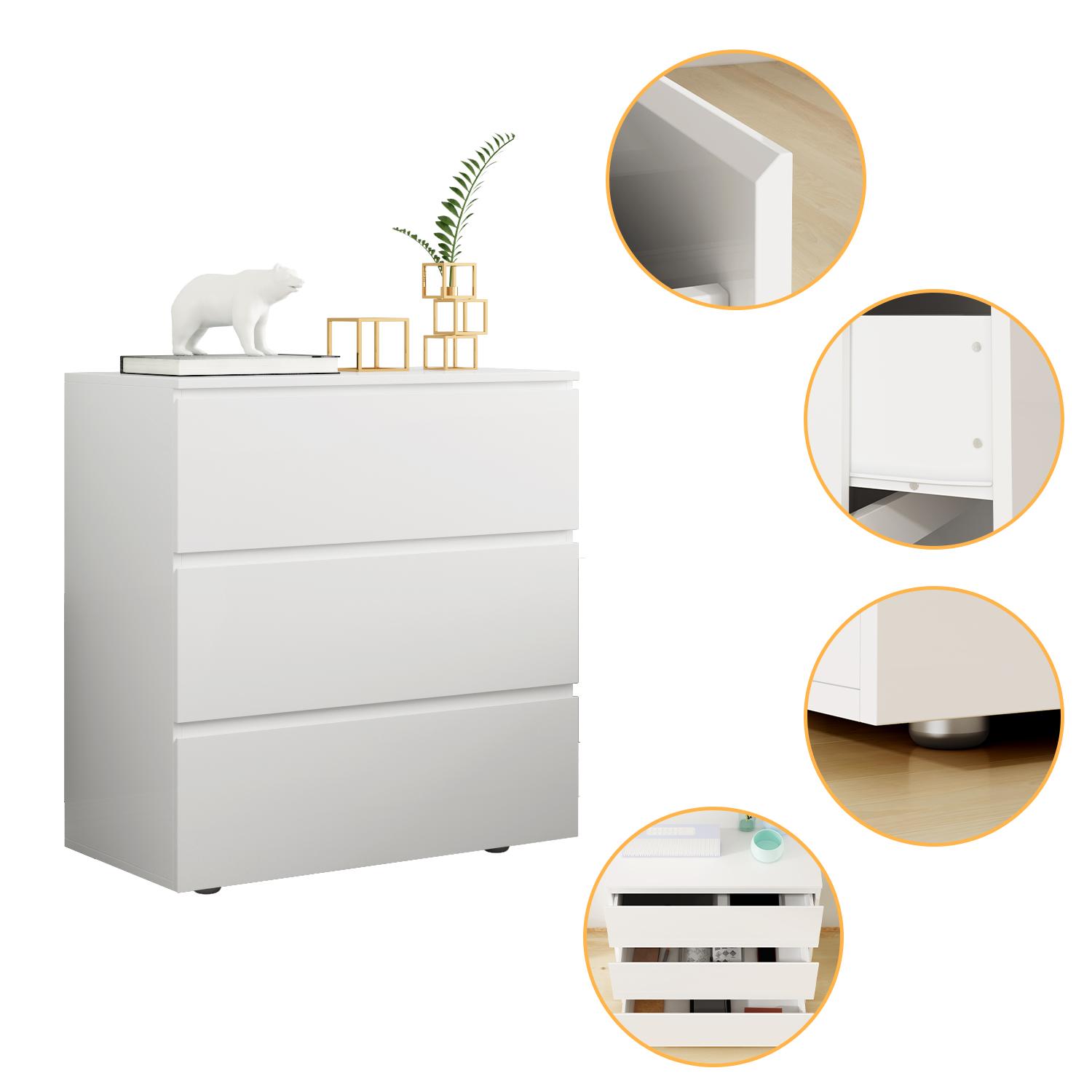 FUFU&GAGA Modern 3-Drawer Dresser Chest, Wooden Dresser Tower with Wide Storage Space, Dresser Closet for Nursery Living Room Bedroom