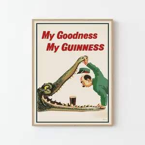 Guinness Crocodile Poster, John Gilroy Irish Beer Decor Posters - Frame NOT Included