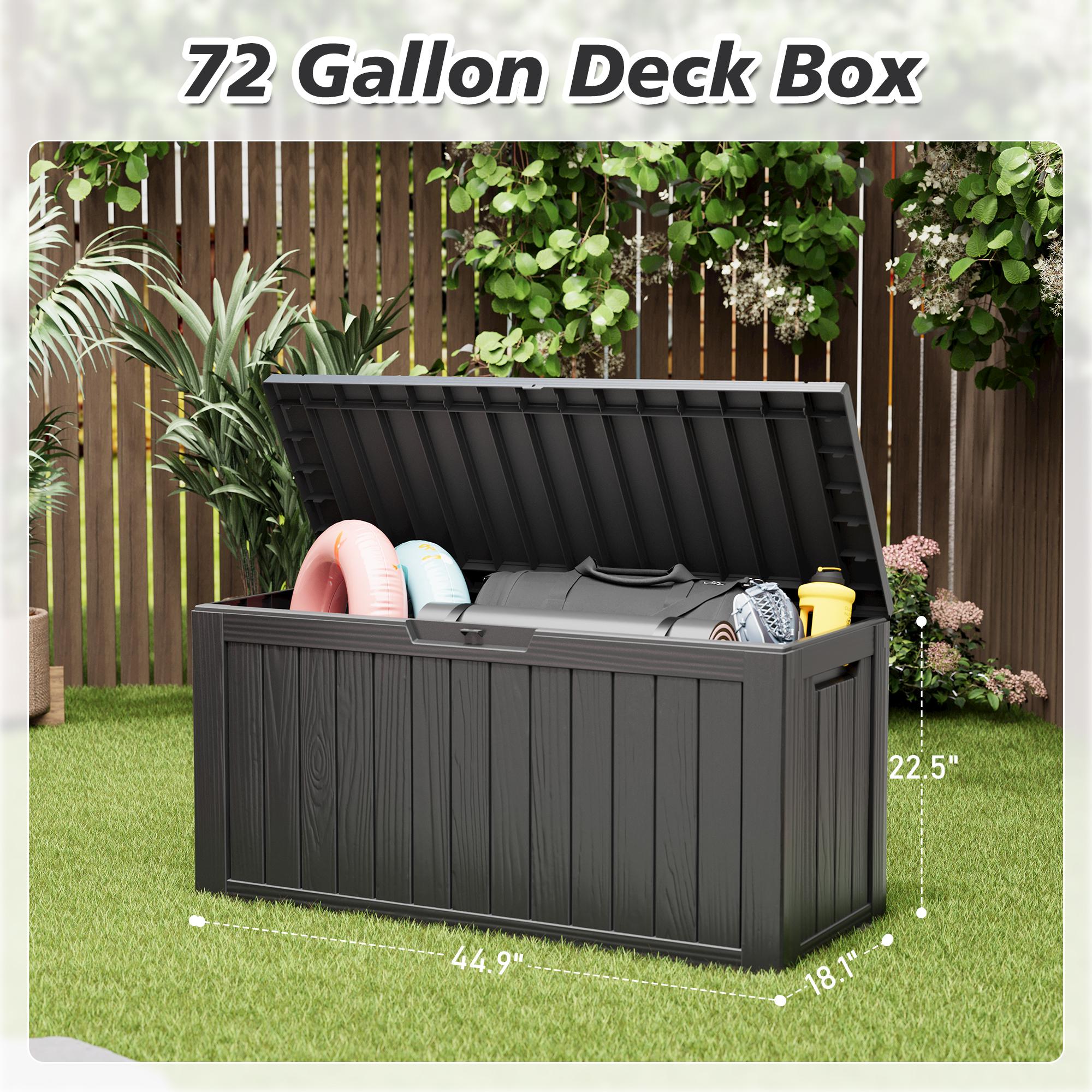 72-Gallon Storage Bin, Resin Material, Waterproof & UV-Resistant, Organizer for Garage, Warehouse, and Patio