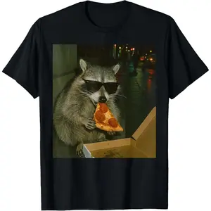 Funny Raccoon Eating Pizza Animal Meme T-Shirt