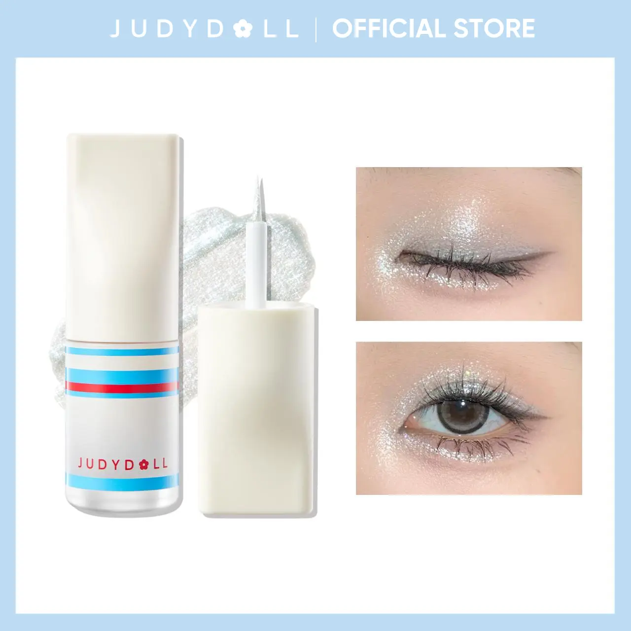 JUDYDOLL Liquid & Sparkly Pressed Glitter Eyeshadow Palette, Waterproof, High-Pigment, Quick-Drying, Non-Sticky, Smooth, Lightweight, 1-Swipe Coverage, Blendable, Bold Eye Looks Cosmetic for Daily & Special Occasions (Glittery & Colored Eyeshadow)