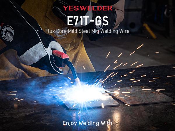 YESWELDER E71T-GS Gasless Flux Core MIG Welding Wire | 3 Packs 2LB Spool .030"/.035" Diameter Self-shielded Mild Carbon Steel MIG Wire
