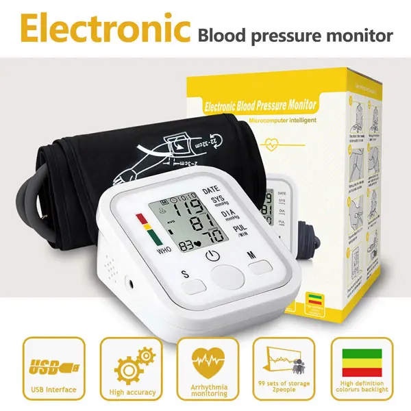 New Digital Automatic Blood Pressure Monitor Upper Arm BP Machine Heart Rate HP