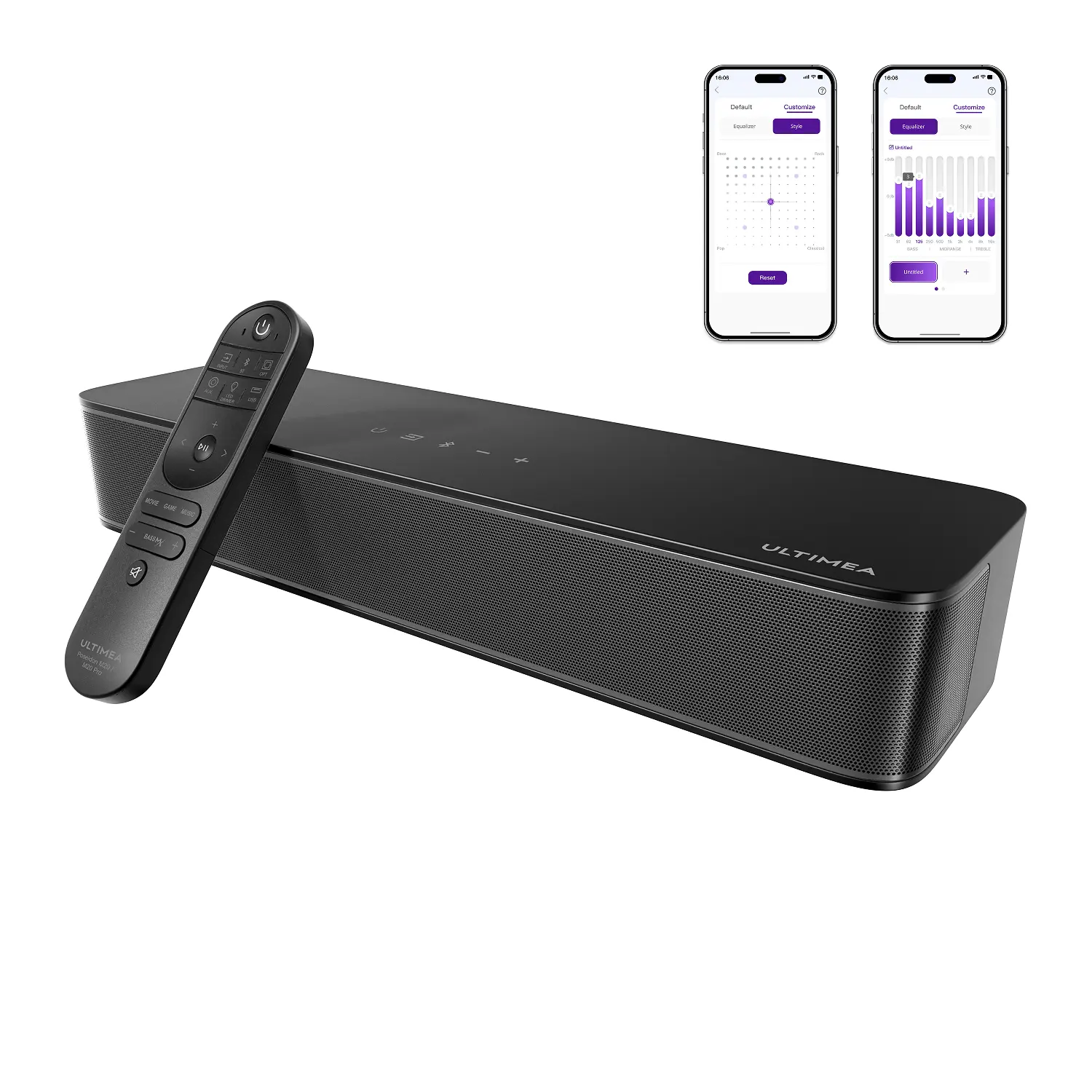 ULTIMEA Poseidon M20, 2.1ch Surround Sound Bar for TV, Built-in Subwoofer, Peak Power 132W, App Control, 16 Inches Bluetooth 5.4 TV Speakers Soundbar, All-in-one PC Soundbar, Opt/AUX/Wall Mount, Audio for Sports Game Enthusiasts #SummerVibes.