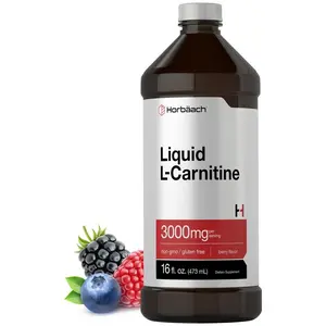 Horbäach L-Carnitine Liquid 16 oz | 3000 mg | Berry Flavor | Vegetarian Formula | Non-GMO, Gluten Free Supplement